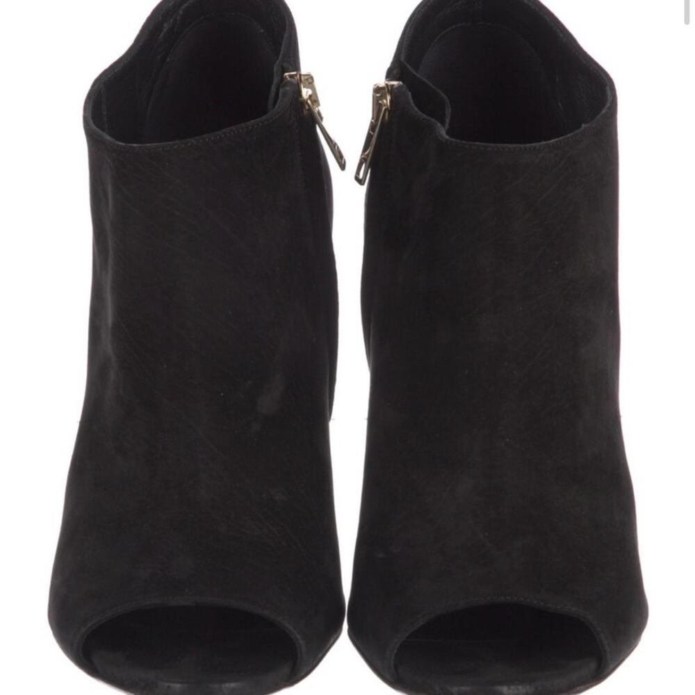 Burberry Black Suede Wood Wedge Peep Toe Booties EU 39/US 9 - Picture 3 of 5